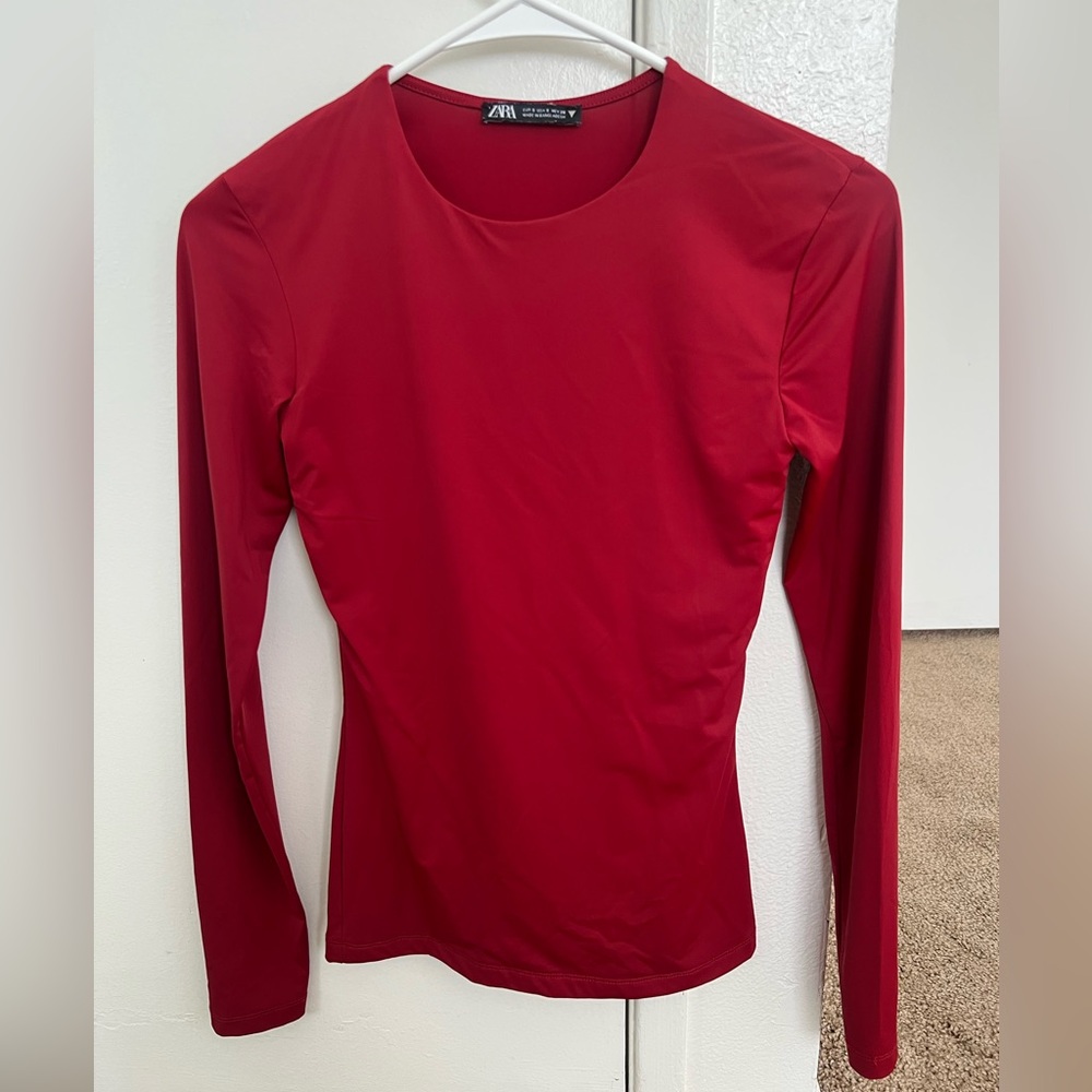 Zara Women’s Long-Sleeve Polyamide Shirt - Red